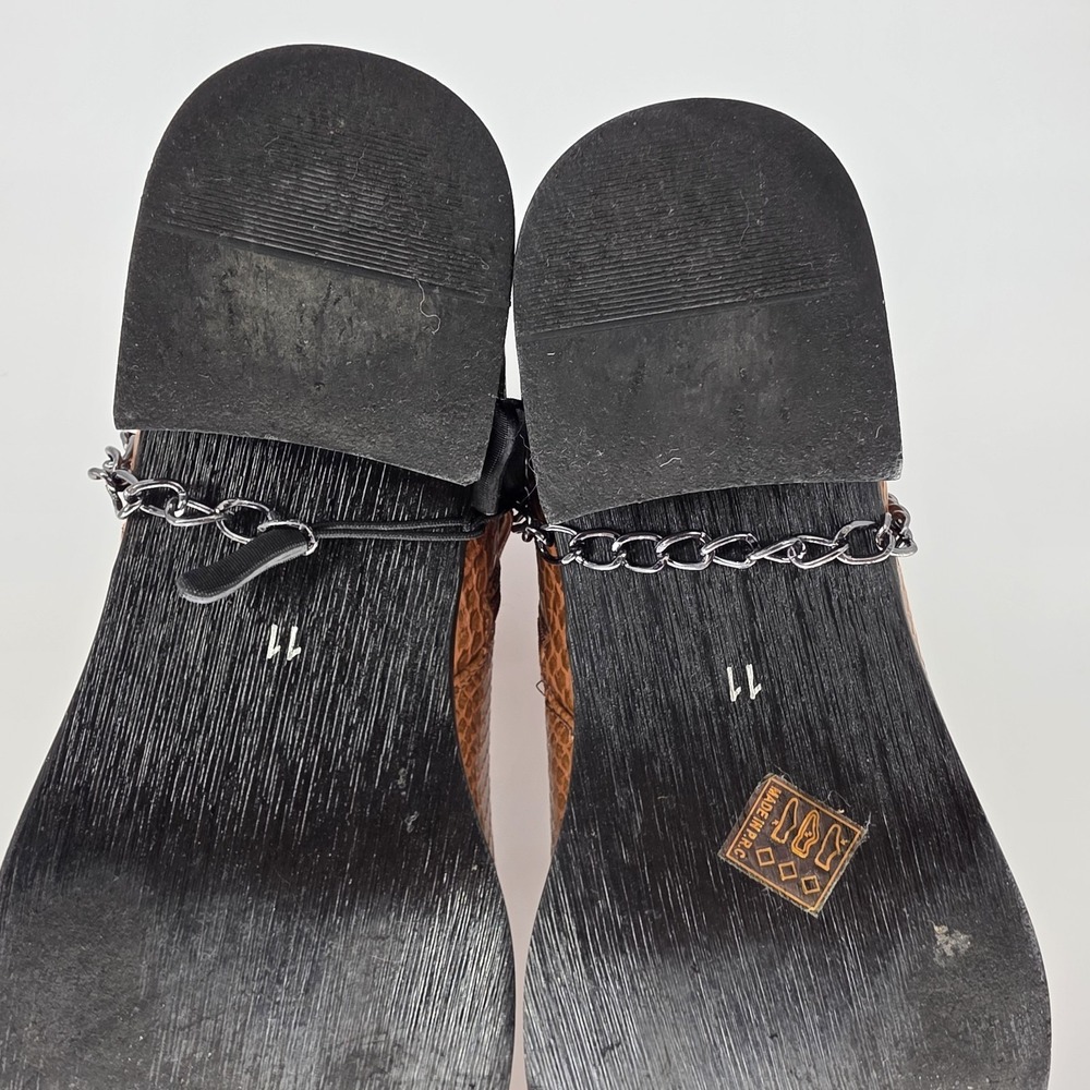 Western Cowboy Boots Brown, Faux Crocodile Metro Charm Diego-01 Strap Buckle - Picture 4 of 10